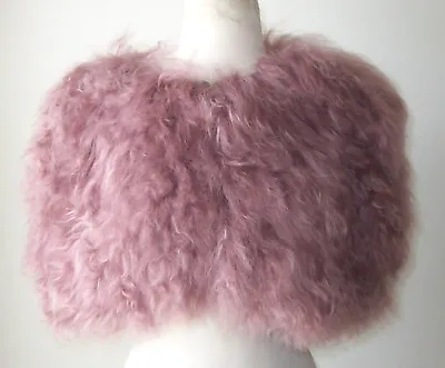 MARNI Rose Pink Lamb Fur Stole Shrug Capelet 38 40  Or 42 • $899.99