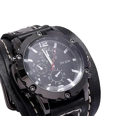 Trendy Male Watch With Wide Leather Bracelet For Comfort • $28.31