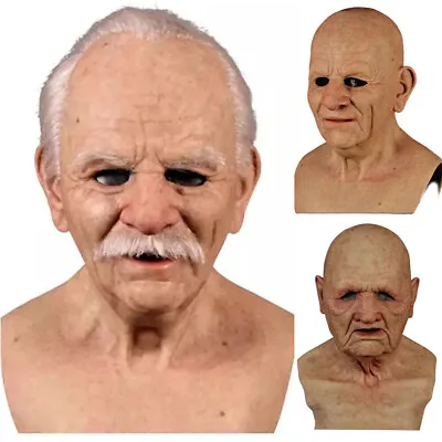 Latex Old Man Mask Decor Disguise Realistic Mask Cosplay Costume Halloween Party • $24.99