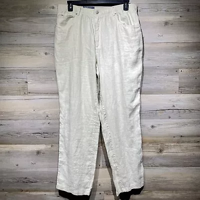 $27.95 • Buy Cremieux Hampton Men’s 38x32 Beige Natural 100% Linen Casual Flat Front Pants
