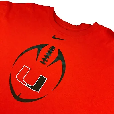 VTG Miami Hurricanes Football X Nike Men's Loose Fit S/S T-Shirt Orange • 2XL • $27.99