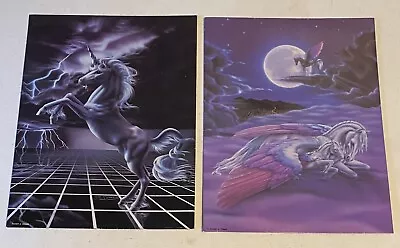 2 Vintage Retro Mead 1980's Susan Dawe Unicorn & Pegasus Fantasy School Folders • $50