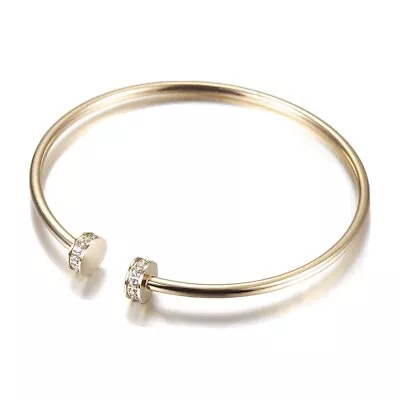 Women's Nail CZ Stainless Steel Screw Bangle Bracelet • $45.99