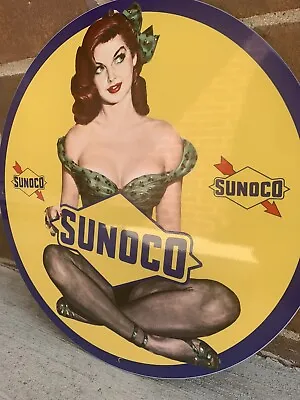 Vintage Style Sunoco Sun Company Gasoline  Girl Steel Metal Top Quality Sign • $55