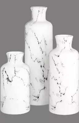 Creative Scents 3pc Decorative Vase Set White Marble Collection • $1