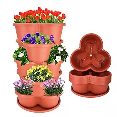 5 Tier Stackable Vertical Garden Planter Herb Planter With Shovel Gloves Red • $49.12