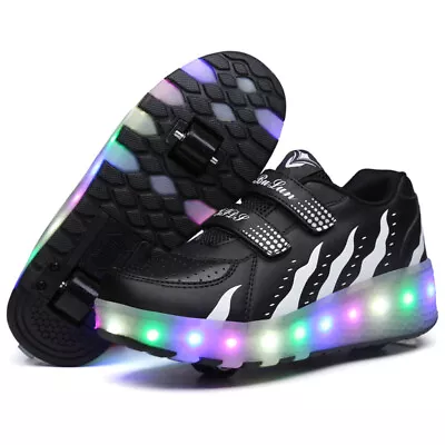 Kids LED Shoes Roller Skate Shoes Fashion Wheels Sneakers Girls Boy Glow In Dark • $52.90