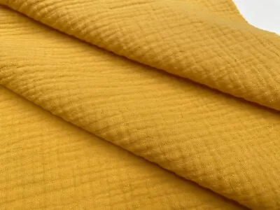 Double Gauze Cotton Muslin Fabric Soft Summer Baby Cloth - 140cm Wide - Mustard • £0.99