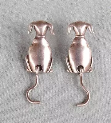 Vintage Mexican Sterling Silver Dog Earrings - Tail Wags • $25