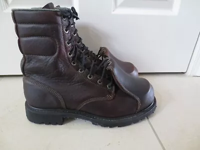 Iron Age Mens Dark Brown  Leather Met Guard Boots  Steel Toe Size 12 W • $65