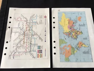 Organiser/Filofax MULBERRY Planner World Map & World Time Zone Map 210x150 Mm • £11.95