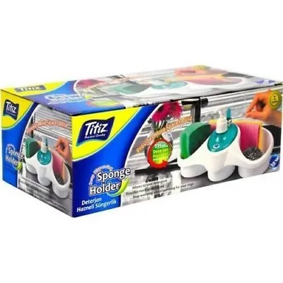 Plastic Combo Washing Up Liquid Soap Dispenser & Sponge Holder Kitchen Sink Tidy • £6.99