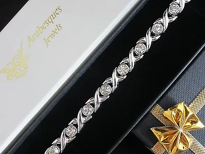 Ladies Titanium Magnetic Bracelet/bangle. Crystal Arthritis/pain Relief Silver • £26.99