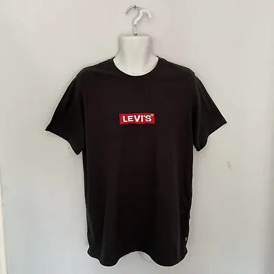 Levis T-shirt - M Relaxed - Black - Embroidered Box Logo • £10