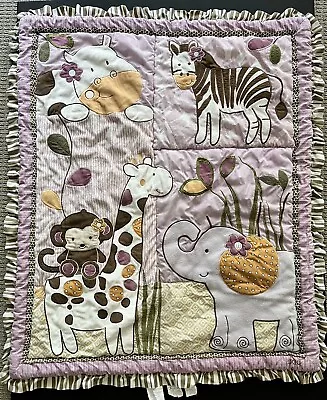 Cocalo Baby Blanket Safari Animals Quilt Zebra Monkey Giraffe Hippo 42  X 36  • $19