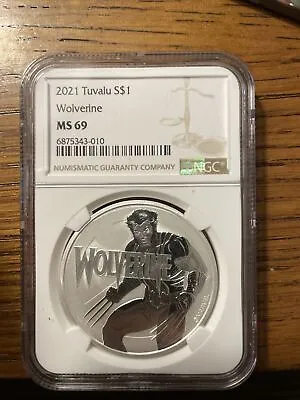 2021 NGC MS-69 Tuvalu Marvel Wolverine Silver Dollar - .9999 Silver MS69 1 Oz • $84.99