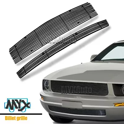 Black Front Billet Grille Fits 2005-2009 Ford Mustang V6 Upper Bumper Grill 07 • $88.24