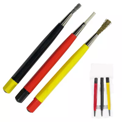 3 Pen Style Retractable Scratch Brushes Set Brass Steel Nylon Removes Rust Watch • $12.24