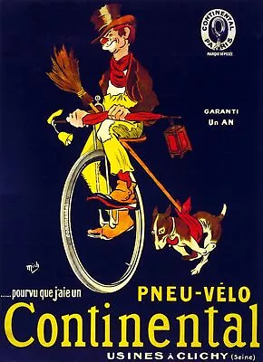 3206.Hobo On Bicycle Unicycle French POSTER.Home Shop Room Art Decoration • $51