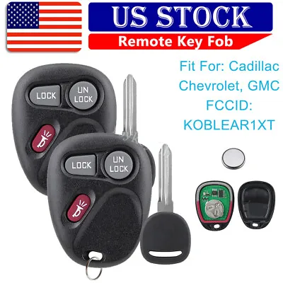 2 New Replacement Keyless Entry Remote Car Fob Transmitter + Key For 15042968 • $14.79