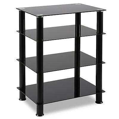 Video Audio Tower Storage Stand 4-Shelf Stereo Equipment Cabinet Table • $73.85
