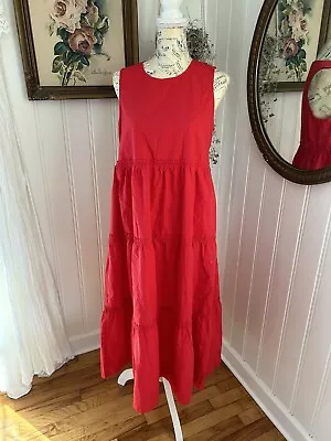 Madewell Women's Cattail Tiered Dress Size S Red Prairie Sleeveless Ruffles • $17.98