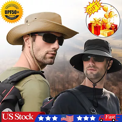 Wide Brim Sun Hat Breathable Bucket Cap Summer Fishing UV Protection Men Women • $9.95