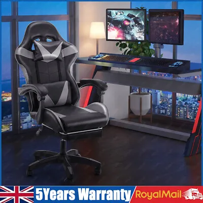 Faux Leather Racing Gaming Chair Swivel Office Gamer Desk Chair Adjustable New • £75.99