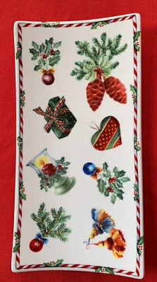 £30 • Buy GIEN France Ceramic ‘Joyeux Noel’ Trinket / Sweet Plate ( 19.5 Cms X 10.0 Cms).