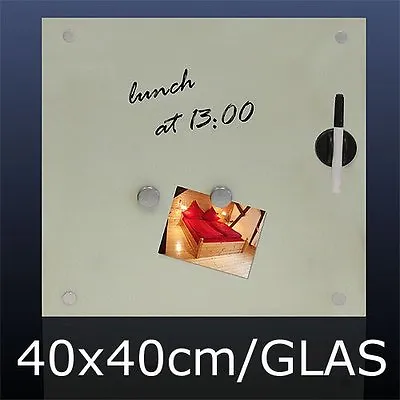 Glass Large Memo Board 40cm X 40cm Bulletin Notice Board Kitchen Memo Board • £14.99