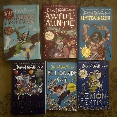 6 X David Walliams Book Bundle Demon Dentist Midnight Gang Awful Auntie Job Lot • £6