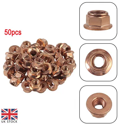 £7.36 • Buy 50Pcs M8 Copper Flashed Exhaust Manifold Nut 8 Mm Nuts High Temperature Nuts UK