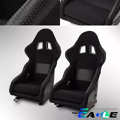 Racing Seats Black Velvet Black/Plastic Drop Cloth W/1 Slider 1 Pair Univeral • $303.98