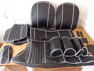 Mgb Gt SEATS COVERS Black & White Edges + GT. Rears..Fits 1970-81 With Headrests • $341.92