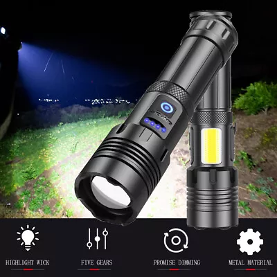 1000000LM LED Flashlight Tactical Light Super Bright Torch USB Rechargeable Lamp • $18.88