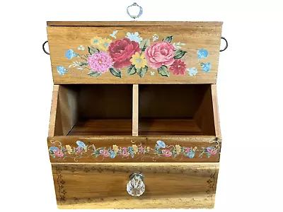 Pioneer Woman Acacia Wood Coffee Pod Tea Organizer - Rose Flower Design • $39.99