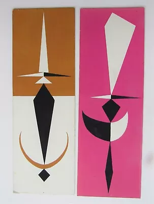 Two 1950s Vintage Robert Blanchard Illustration Art Paintings Abstract Gouache • $117.29