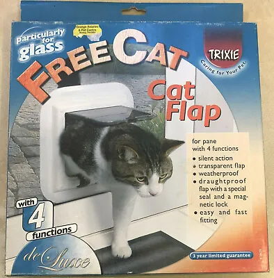 £19.99 • Buy Trixie 4 Way Glass Fitting Cat Flap - WHITE