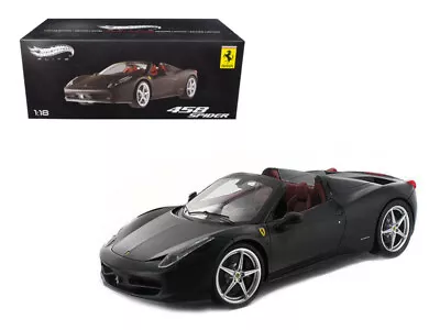 Ferrari 458 Italia Spider Matt Black Elite Edition 1/18 Diecast Car Model By Hot • $132.74