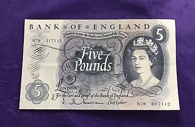 Nice Bank Of England Hollom £5 Banknote H78 317112 #T4768 • £0.99