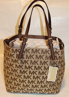 New MICHAEL KORS MK JET SET ITEM Grab Bag Tote Handbag BG/EB/Mocha 38S1XTTT4J • $119.99