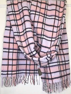 J Crew Pink Black Lavender Multicolor Plaid Fringe Wool-Blend Women’s Scarf NWT • $24.99