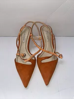 $12.99 • Buy Zara Womens Orange Strapped Pumps Size 39