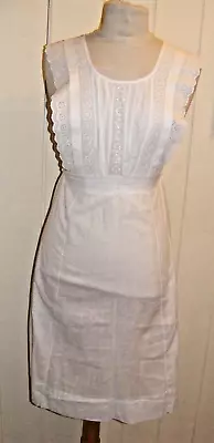 Vintage 1910s White Cotton Parlour Maid Apron Pinafore White Cotton & Lace Work • $14.93