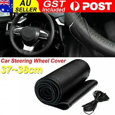 38cm Leather DIY Car Steering Wheel Cover Breathable Anti-slip Universal AUS • $8.59