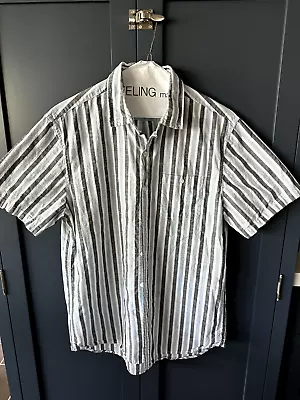 Michael Bastian Shirt Men's Size Medium Blue Striped Button Down Short Sleeve • $9.99