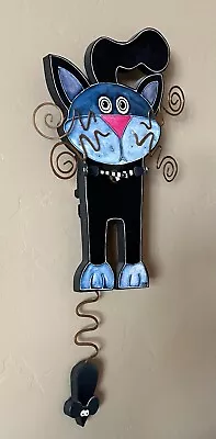 Vintage ADORABLE  Black Cat Allen Wall Clock With Pendulum. Previously Owned.  • $35