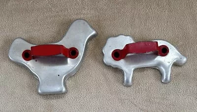 Vintage Lot Of 2 Metal Cookie Cutters With Red Handles • $5.95