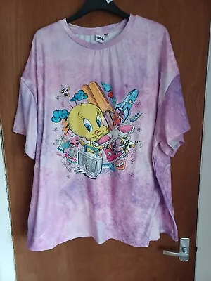 Shein Warner Bros Tweety Bird Size 4XL Pink Logo Graphic T-shirt • £6.50