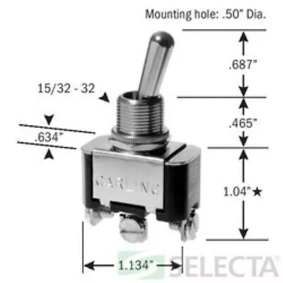 91-0001 Switch  20a-250 Vac 20a-125vac SS206-15-BG  On-off On  Screw Term • $7.70